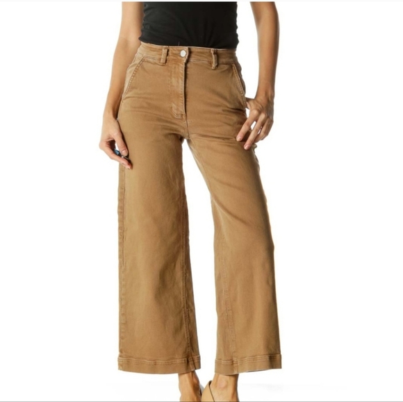 Everlane Wide Leg Crop Pants In Ochre Tan Size 14
